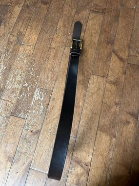 Jessica Black Leather Belt with Gold Buckle